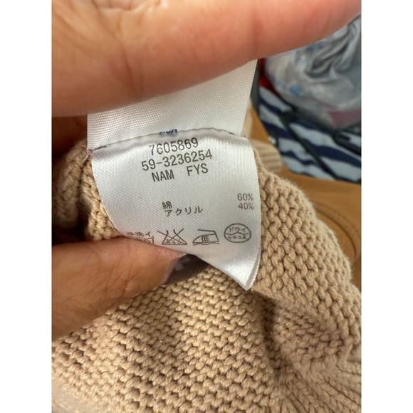 y2k Vintage Tommy Hilfiger Tan Cable Knit Fisherman Sweater Turtle Neck Womens S - Picture 8 of 10